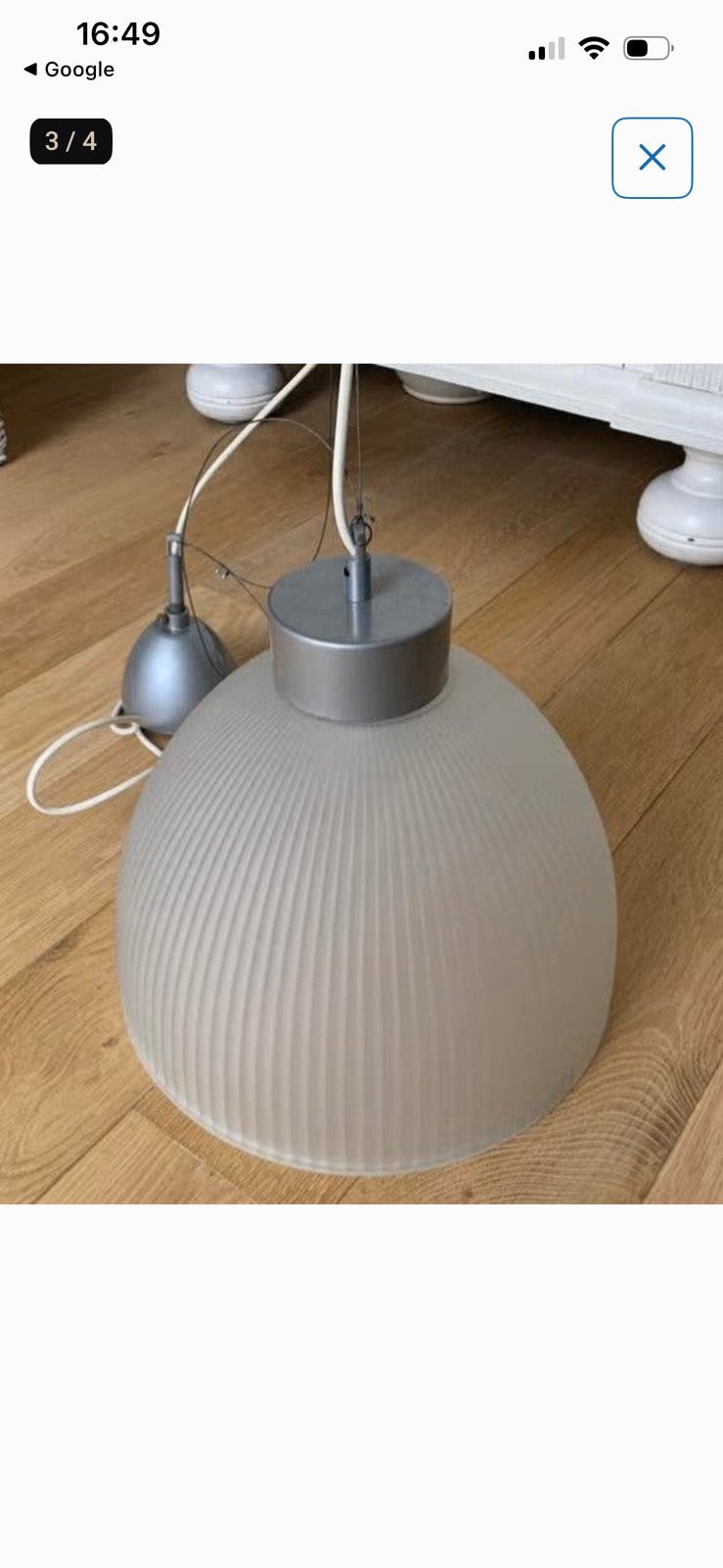Glazen Lamp melkglas geribbeld, Ophalen of Verzenden, Zo goed als nieuw, Glas