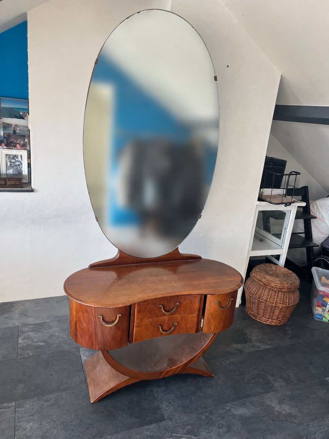 Art deco kaptafel jaren 30, Huis en Inrichting, Tafels | Kaptafels, Gebruikt, 150 tot 200 cm, 100 tot 150 cm, Hout, Ophalen