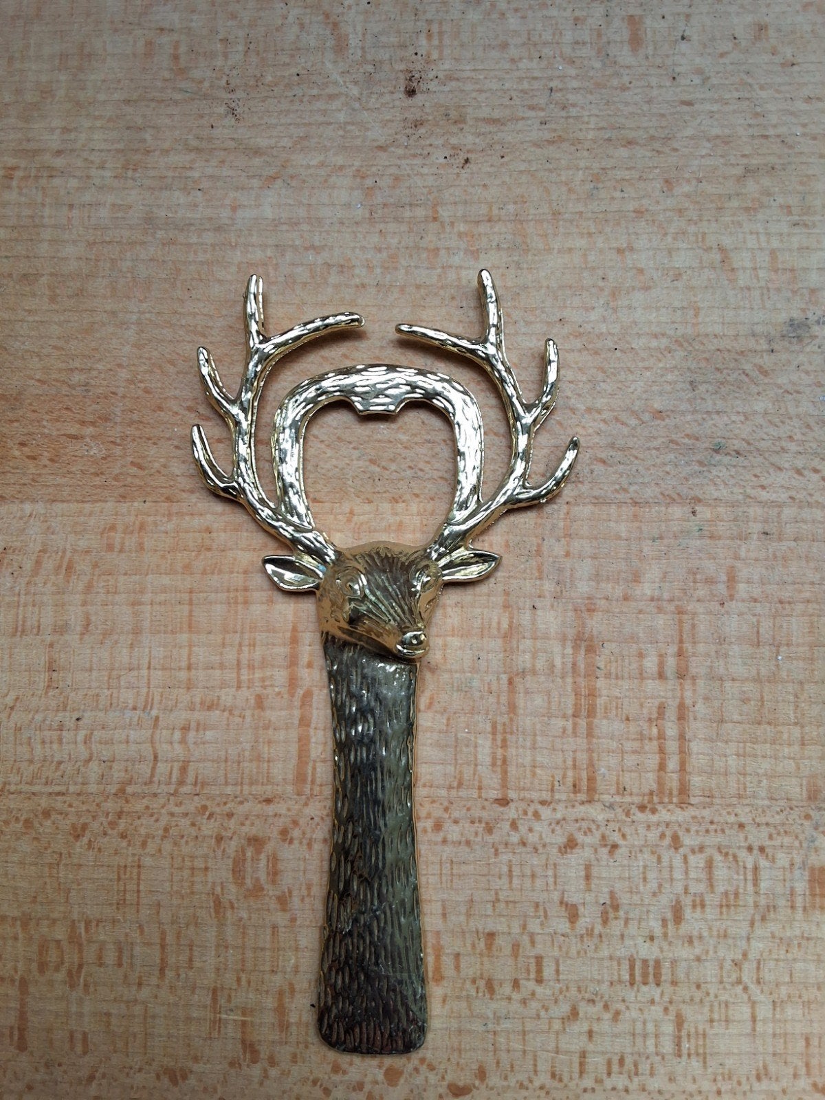 Gouden Hertenkop Flessenopener - Uniek Design hert, Overige typen, Goud, Ophalen of Verzenden, Zo goed als nieuw