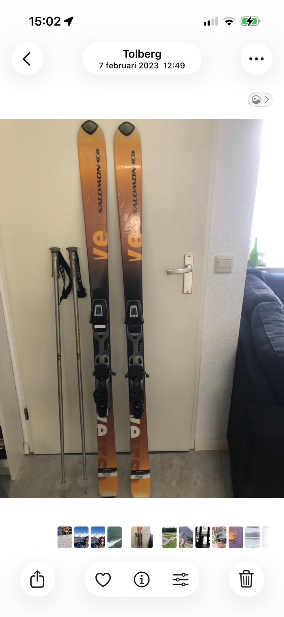 Salomon ski's met stokken -, Ophalen, 160 tot 180 cm, Gebruikt, Salomon