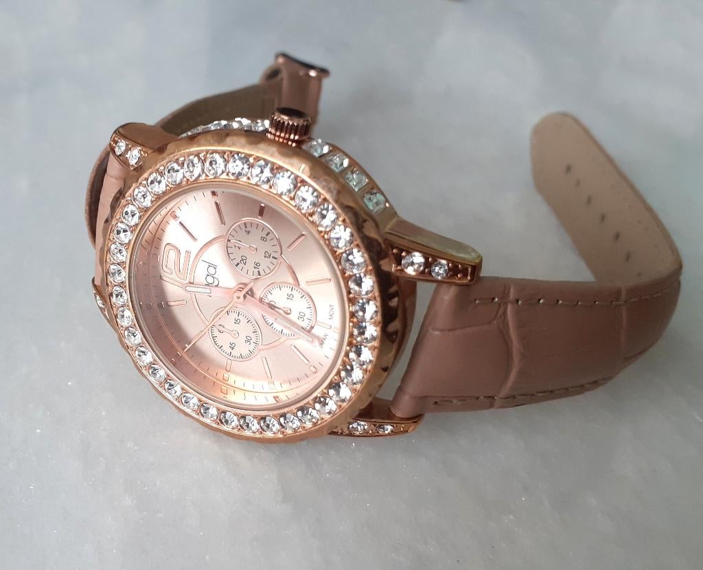 horloge dames rosegold met strass Regal, Staal, Nieuw, Ophalen of Verzenden, Roze