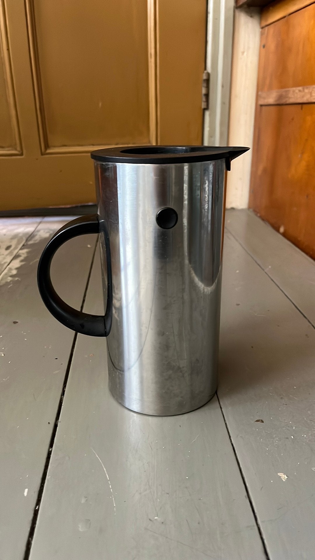Stelton thermoskan 0,5 liter, Ophalen of Verzenden, Gebruikt, Metaal, Zilver