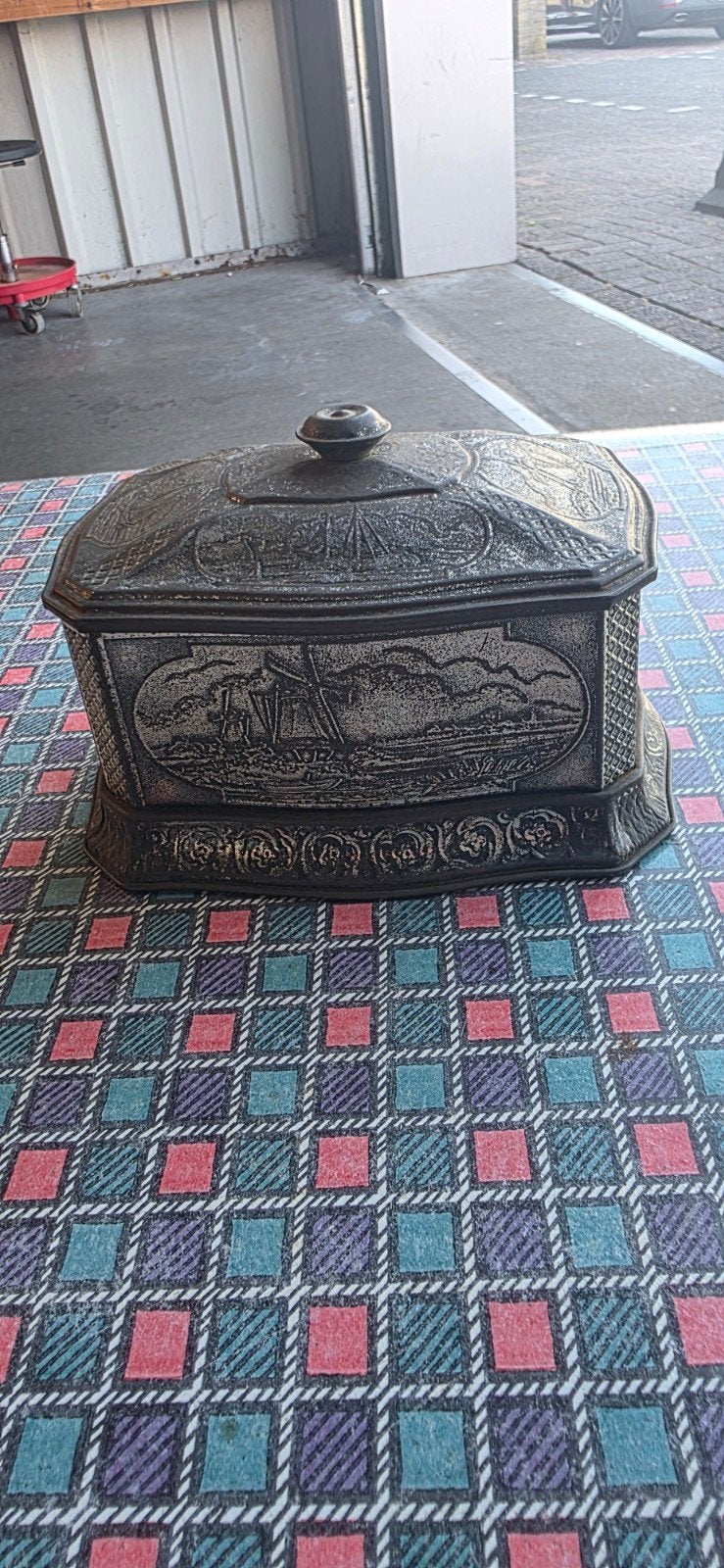 Douwe Egberts Brocante Blik Jaren '30 Nederlands Tafereel, Antiek en Kunst, Curiosa en Brocante, Ophalen of Verzenden