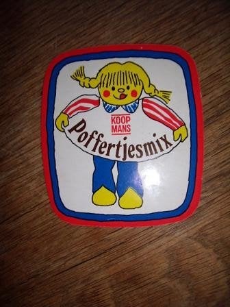 Koopmans sticker Poffertjesmix 9 x 8 cm, Verzamelen, Ophalen of Verzenden, Zo goed als nieuw, Bedrijf of Vereniging