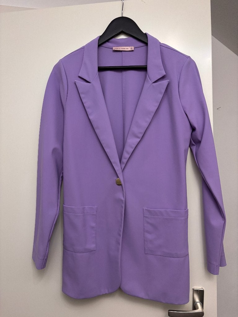 Studio Anneloes blazer/jasje  van travelstof, Maat S, Kleding | Dames, Jasjes, Kostuums en Pakken, Studio Anneloes, Paars, Ophalen of Verzenden