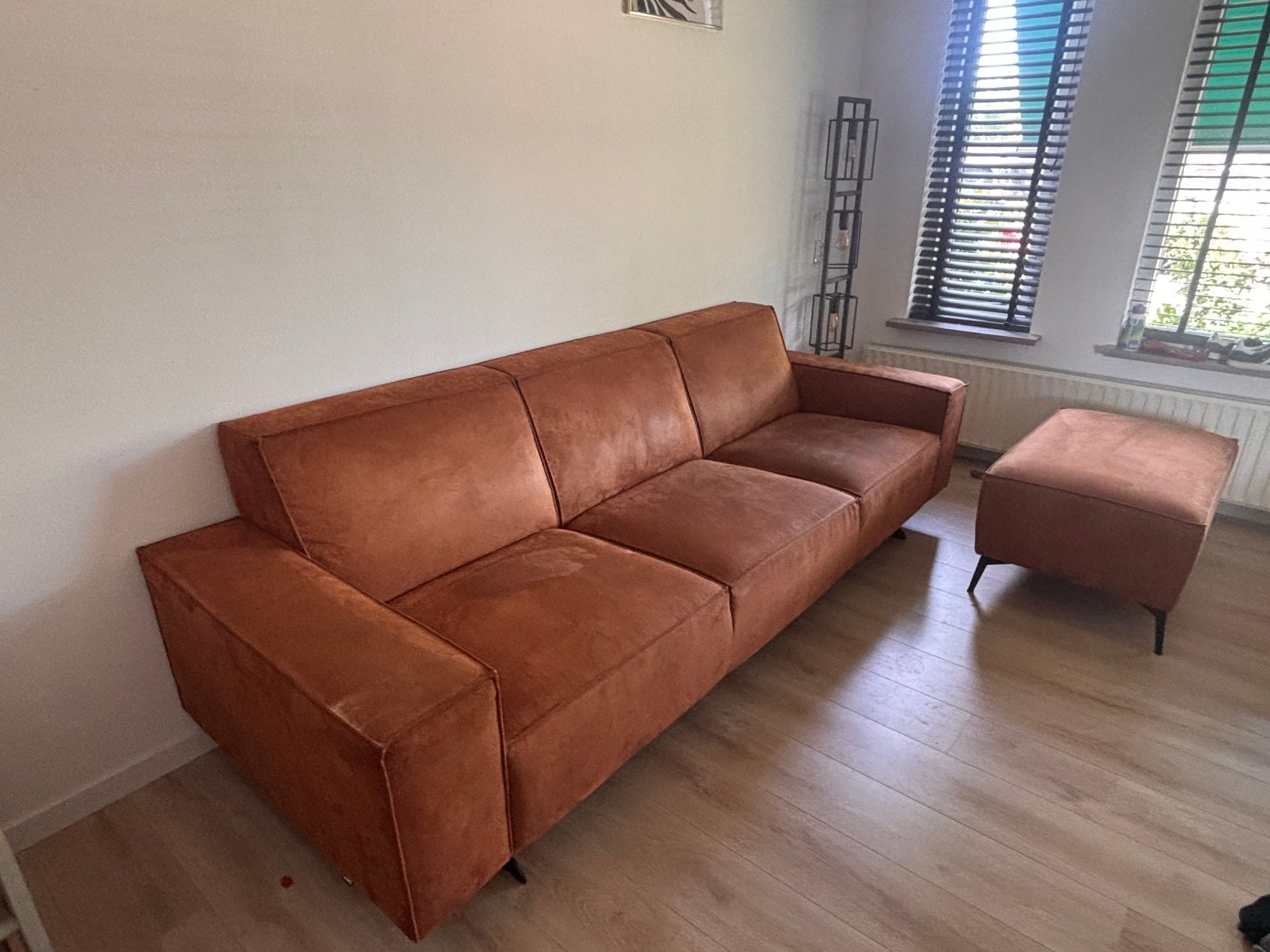 Montèl 3-zitsbank met hocker, Gebruikt, Driepersoons, 75 tot 100 cm, Ophalen of Verzenden