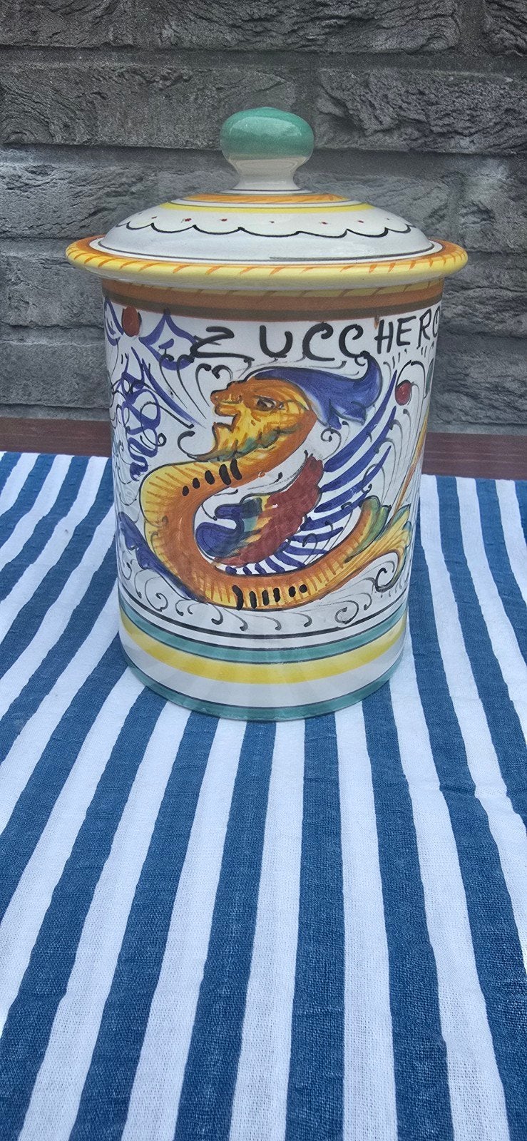 Vintage Deruta Italia keramiek pot met deksel - Suikerpot, Ophalen of Verzenden