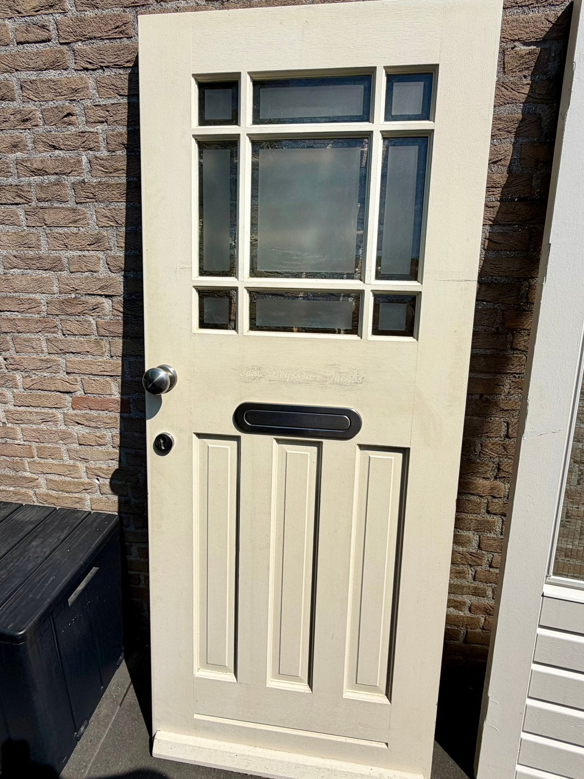 Hardhouten voordeur 82x201cm incl. beslag en 3-puntssluiting, Ophalen, Gebruikt, 80 tot 100 cm, Buitendeur