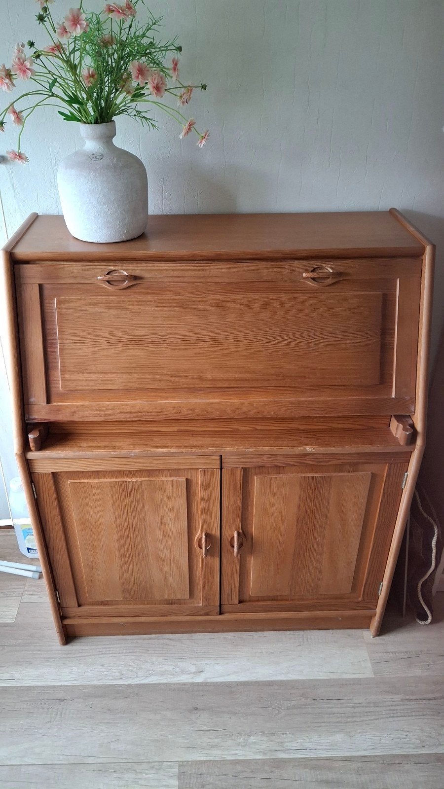 Vintage houten secretaire / bureaukast, Gebruikt, Vintage, Klassiek, Met deur(en), 25 tot 50 cm