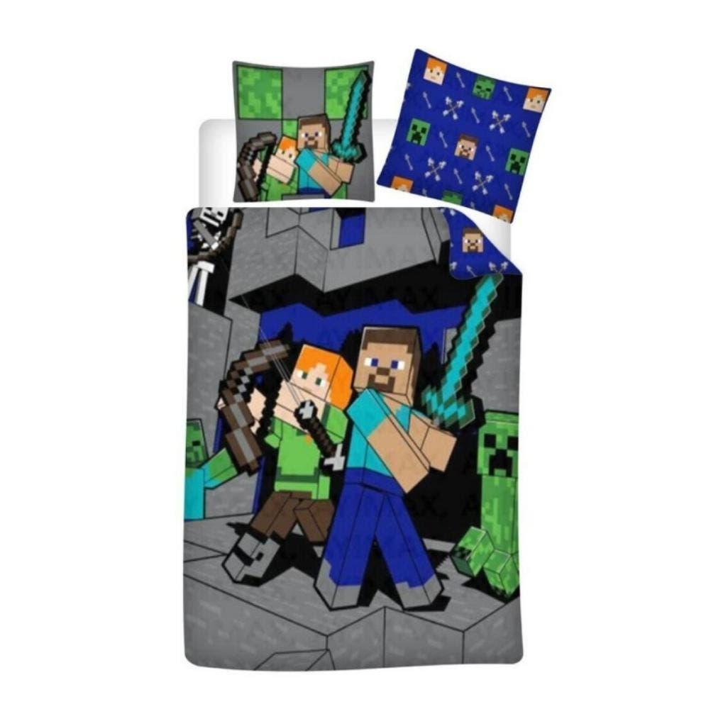 Minecraft Dekbedovertrek 140x200 - Blockey Battle, Dekbedovertrek, Nieuw, Ophalen of Verzenden, Nvt