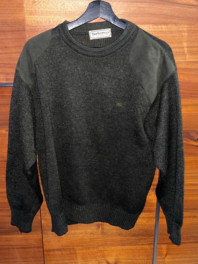 Burberrys Vintage Wollen Militaire Trui - Made in UK - Maat, Ophalen of Verzenden, Gedragen, Maat 48/50 (M), Groen