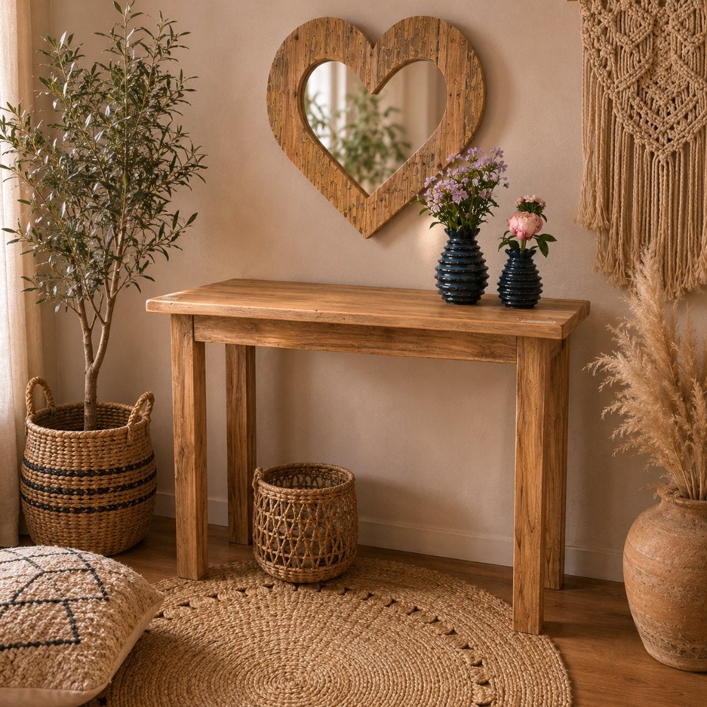 houten sidetable teak - 110 x 48 cm - Gratis bezorgd, TTM Wonen, Meubels – (Perzische) Tapijten en Woonaccessoires, 100 tot 150 cm