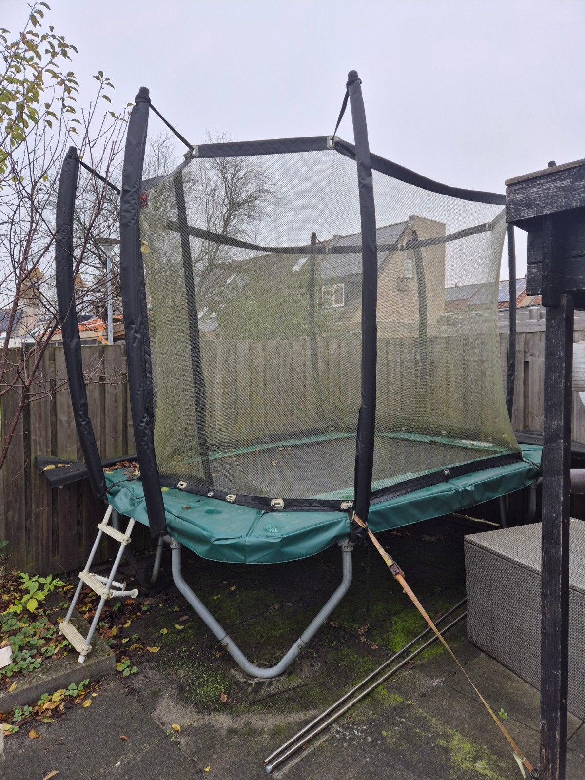 Trampoline met veiligheidsnet en ladder, Ophalen, Gebruikt