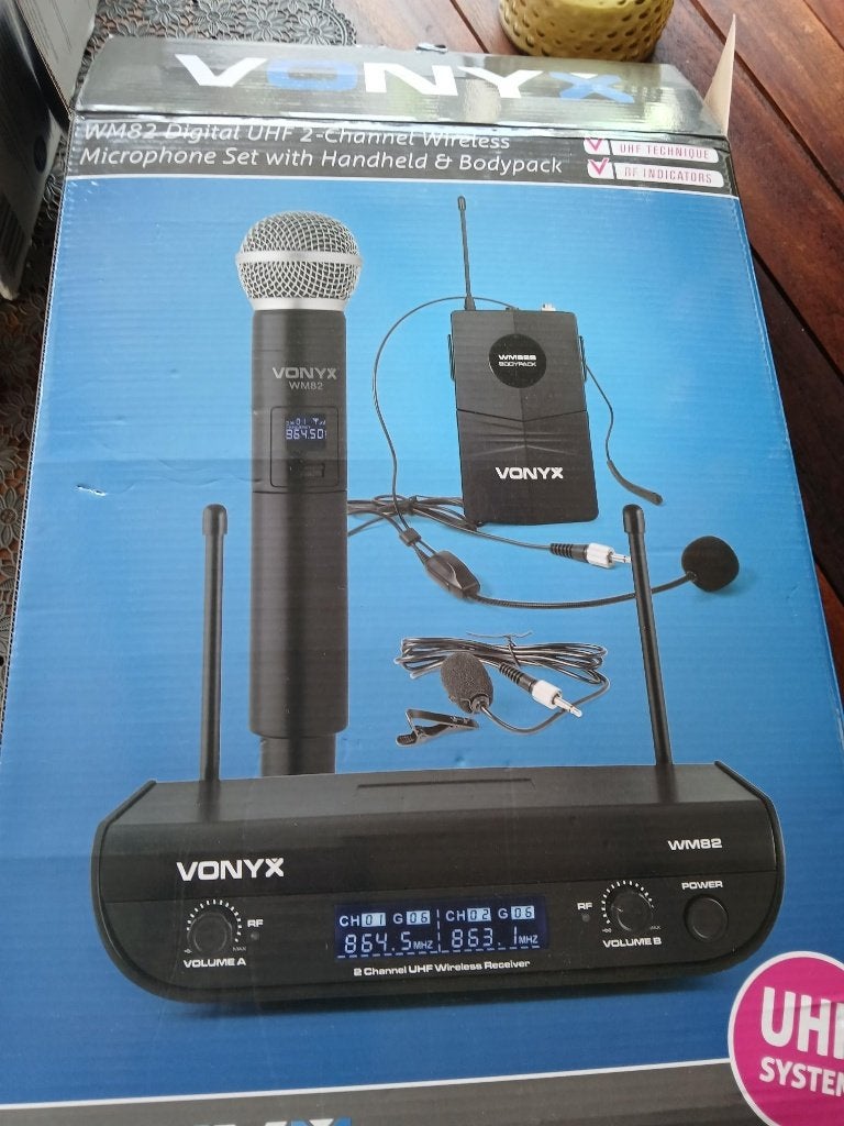 Vonyx WM82c 2-channel UHF dual wireless microfoon set., Ophalen, Niet werkend, Complete set