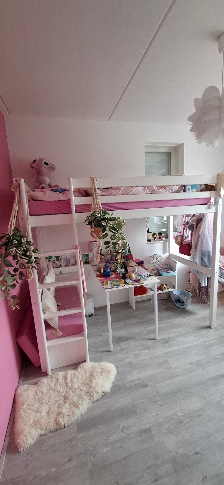 Hoogslaper met bankje en opbergruimte, Ophalen, Eenpersoons, 90 cm, Hoogslaper