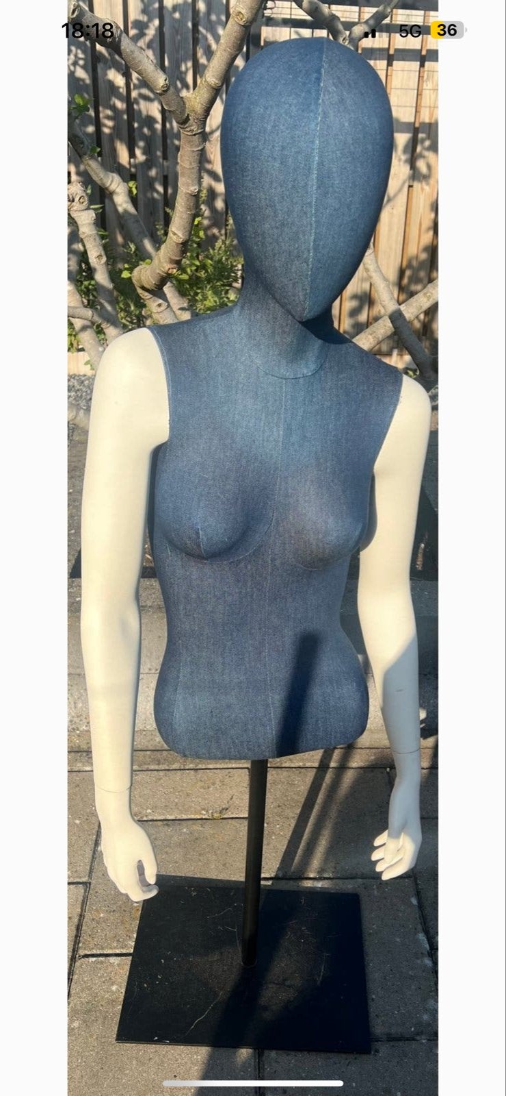 Mannequin met denim look en armen, Ophalen, Zo goed als nieuw