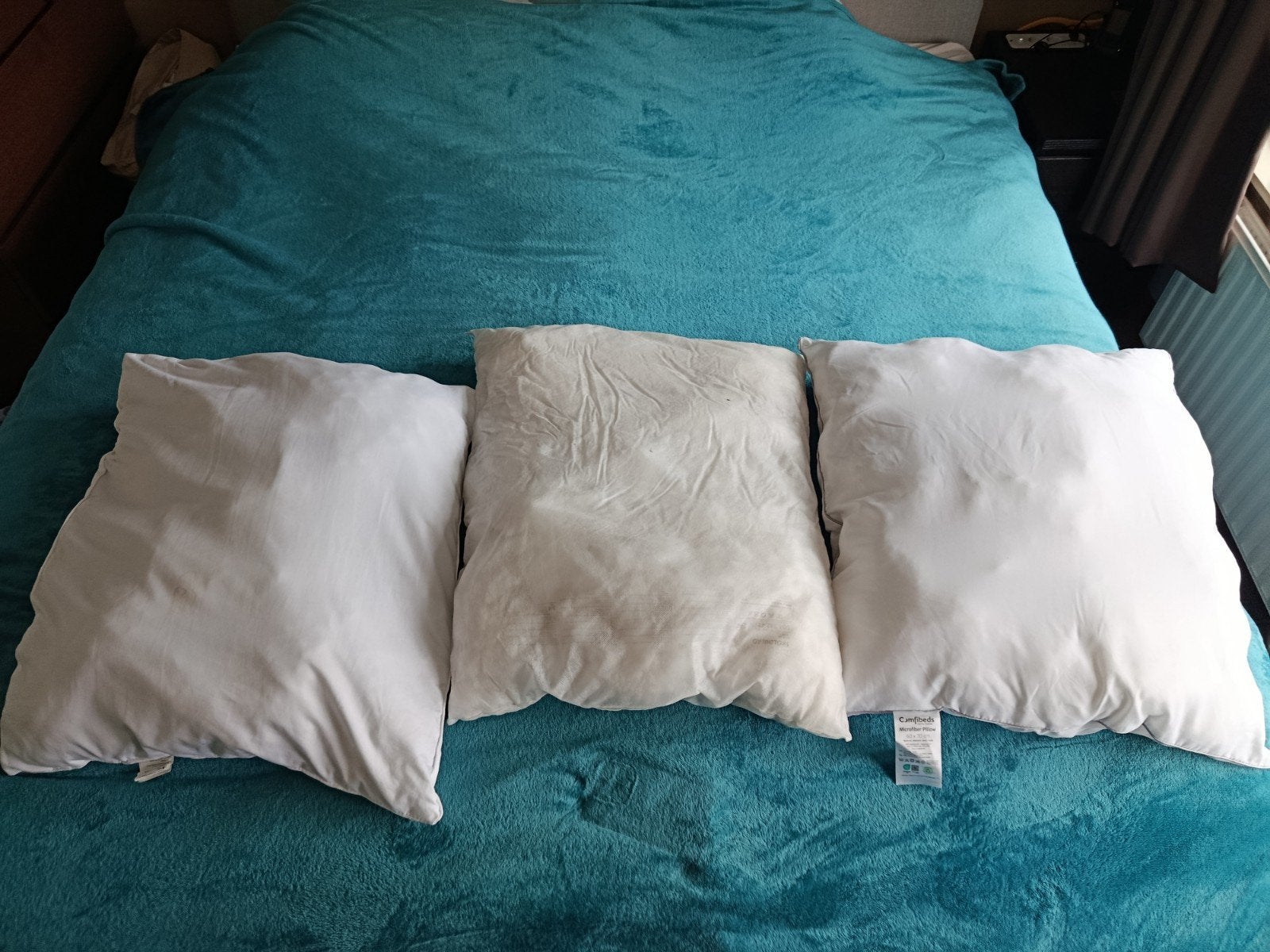 3 Comfibeds Microfiber Kussens 60x70 cm, Gebruikt, Overige maten, Wit, Ophalen of Verzenden