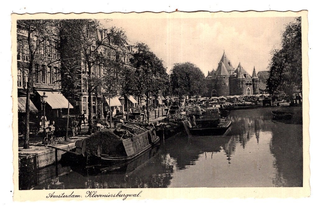 Amsterdam Kloveniersburgwal  Schepen, Markt, Karren, Ophalen of Verzenden, 1920 tot 1940, Ongelopen, Noord-Holland