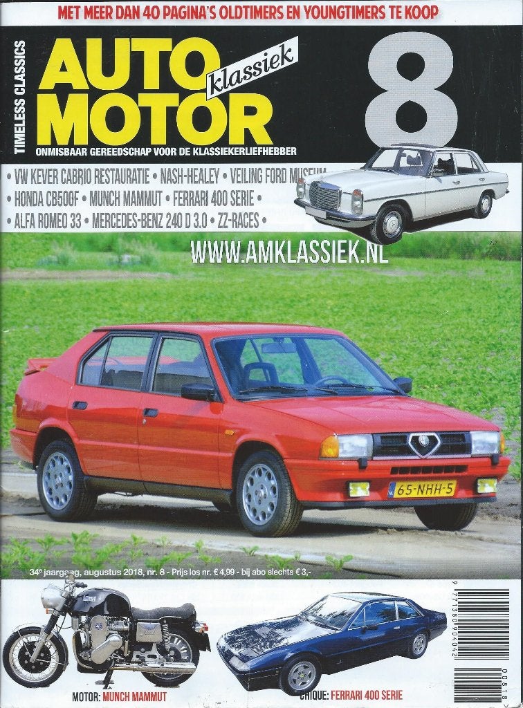 AMK 8 2018 : Alfa Romeo 33 - Mercedes Benz 240D - Ferrari, Ophalen of Verzenden, Gelezen, Algemeen