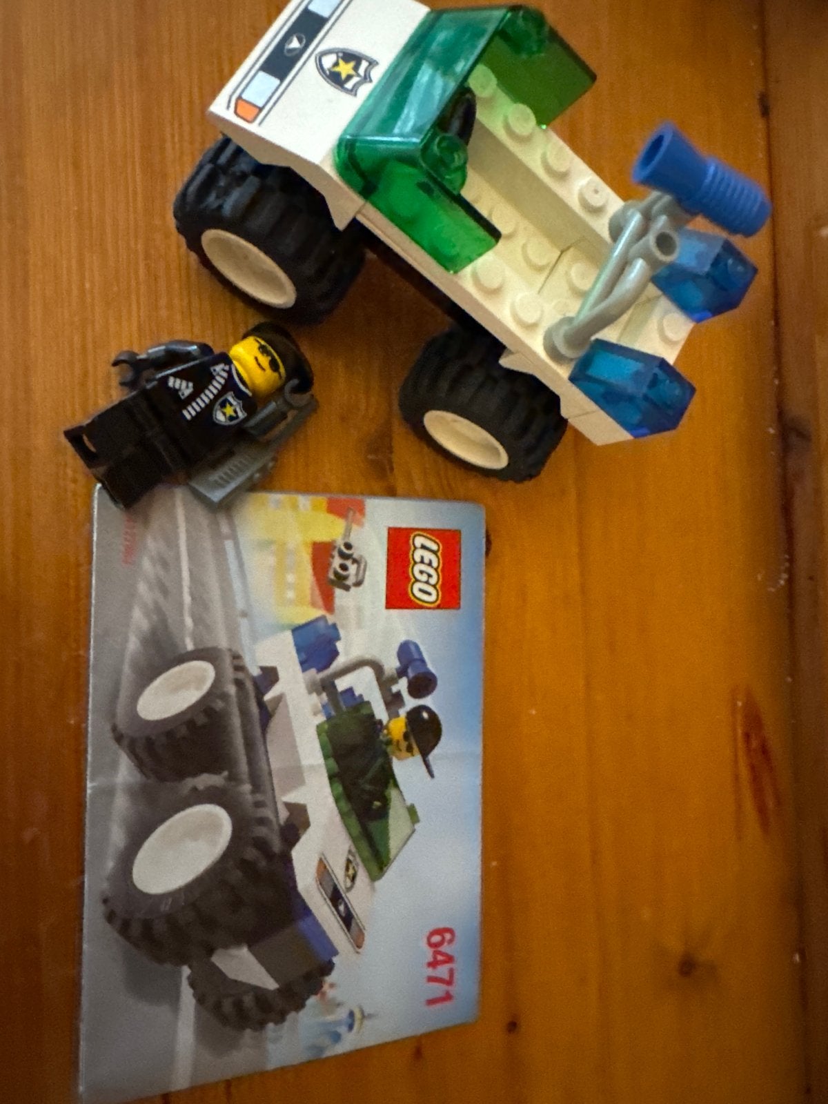 Lego Politie Jeep 6471 met minifiguur en instructieboekje, Ophalen of Verzenden, Gebruikt, Overige merken