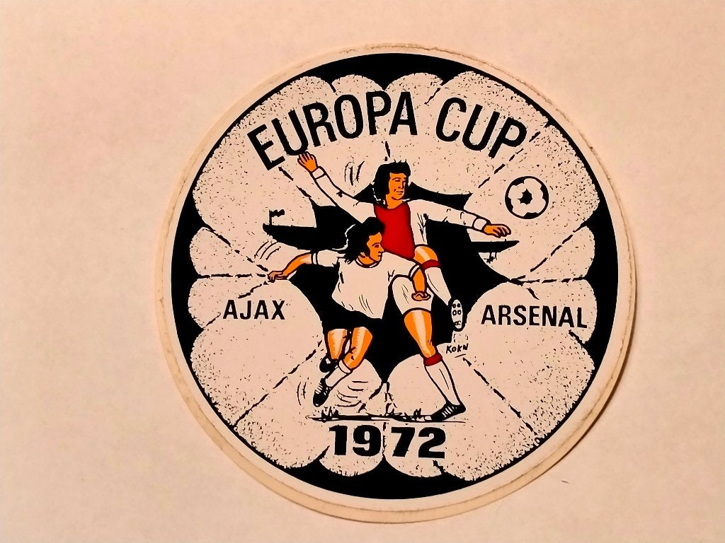 Ajax Arsenal Europa Cup 1972 vintage voetbal sticker RARE, Verzamelen, Ophalen of Verzenden, Zo goed als nieuw, Overige typen
