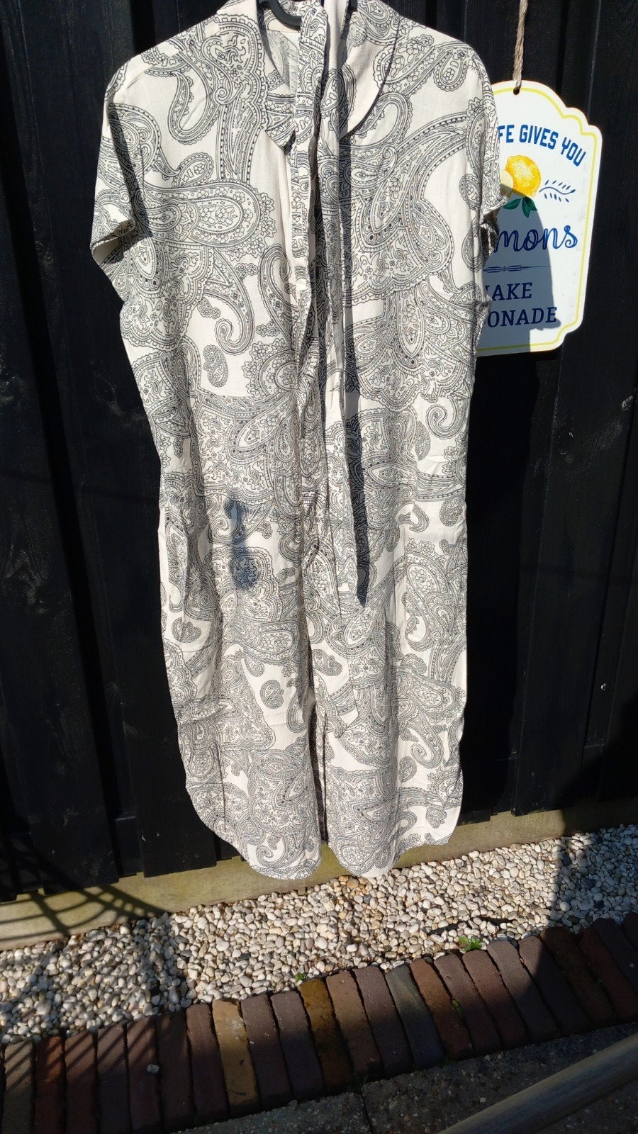 Object linnen jurk maat 42 zwart/beige, Kleding | Dames, Jurken, Zwart, Ophalen of Verzenden, Zo goed als nieuw, Onder de knie