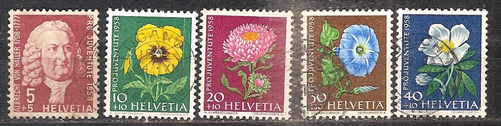 Bloemen Zwitserland 663-667, Ophalen of Verzenden, Gestempeld, Dier of Natuur