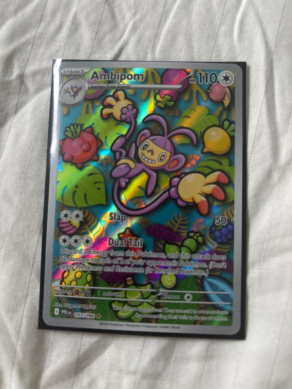 Ambipom 107/094 Phantasmal Flames Pokémon Kaart, Ophalen of Verzenden, Zo goed als nieuw, Losse kaart, Foil