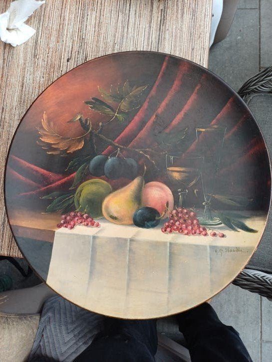 Antiek Schilderij op bord - Stilleven door H.G. Staudte, Ophalen of Verzenden