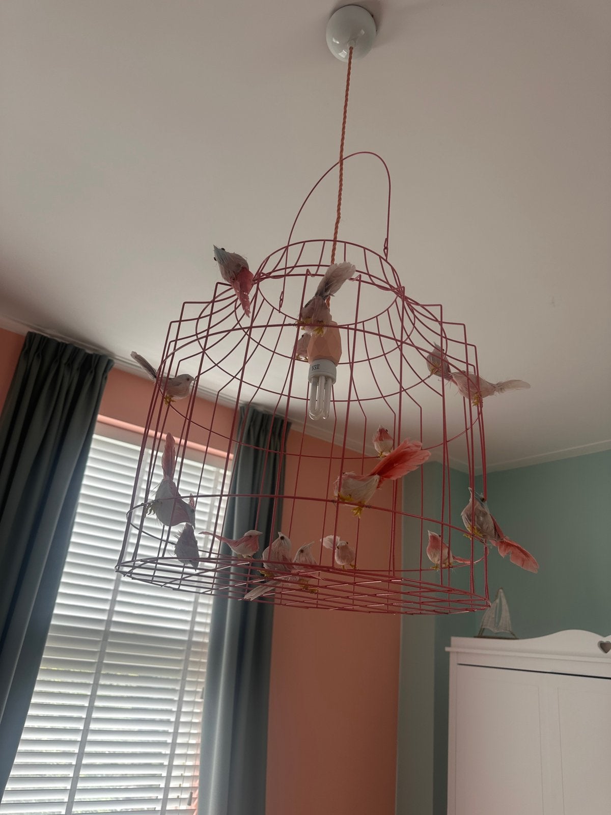 Dutch Dilight Vogelkooi hanglamp zalmroze, Huis en Inrichting, Ophalen, Zo goed als nieuw