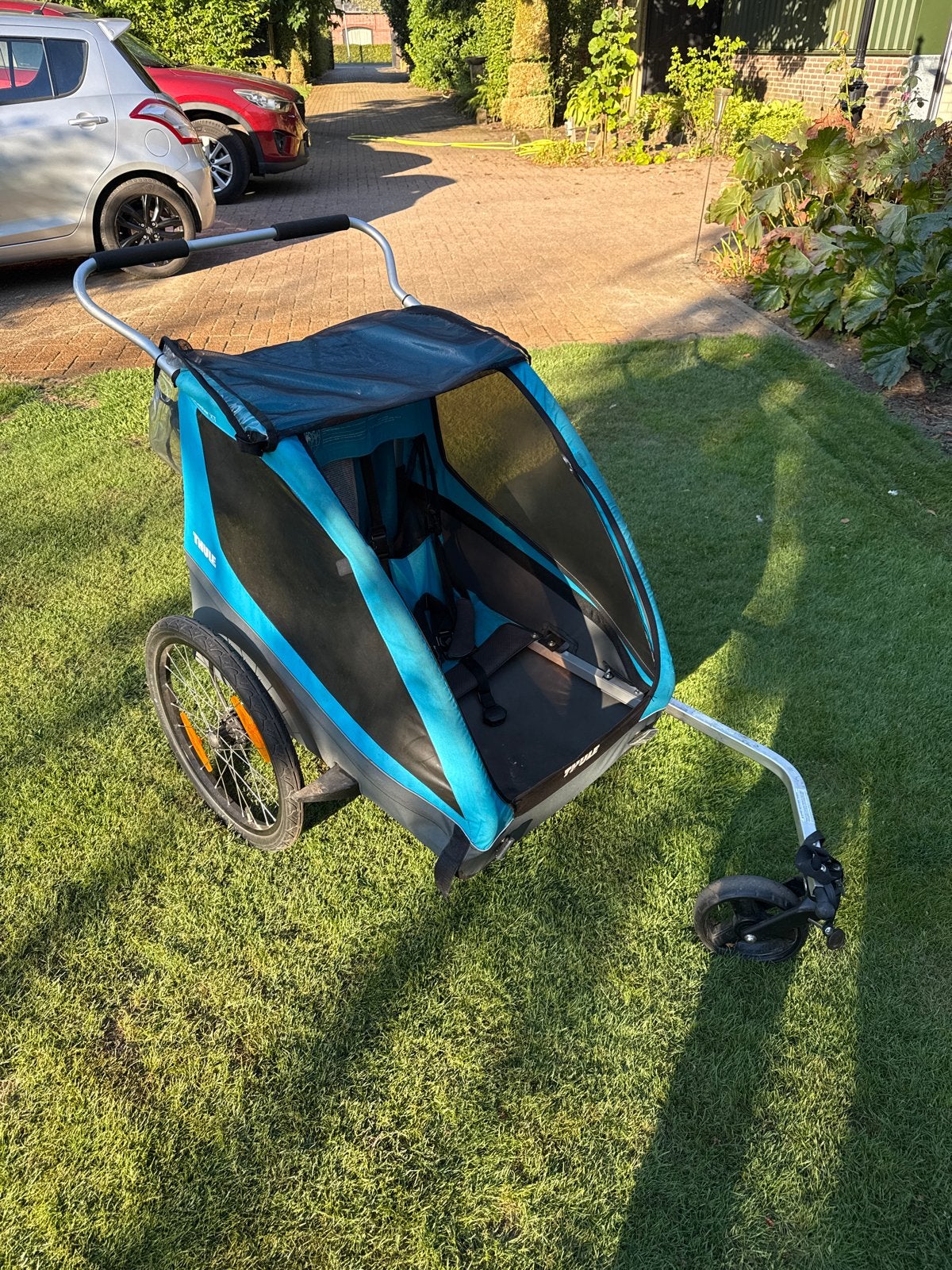 Thule Coaster XT Fietskar - Kinderkar (Blauw), Ophalen, Opvouwbaar, Zo goed als nieuw, Kinderkar
