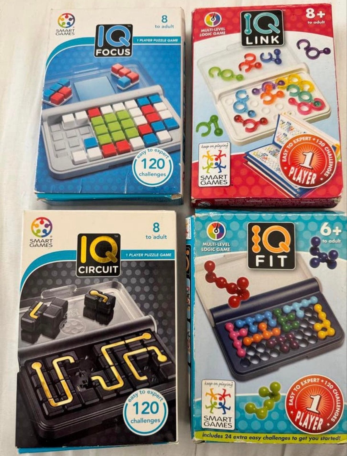 SmartGames IQ Spellen: Link, Fit, Focus, Circuit (6+ & 8+), Ophalen of Verzenden, Zo goed als nieuw, Rubik's of 3D-puzzel