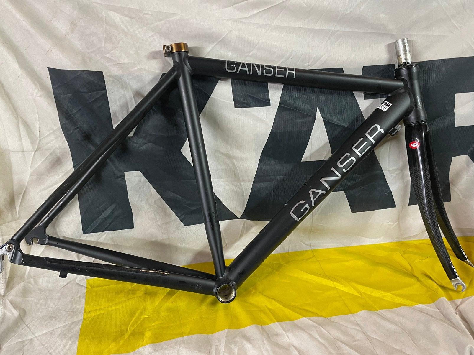 Aluminium racefiets frame Ganser 51.5ct Columbus Carbon vork, Verzenden, Gebruikt, Overige typen