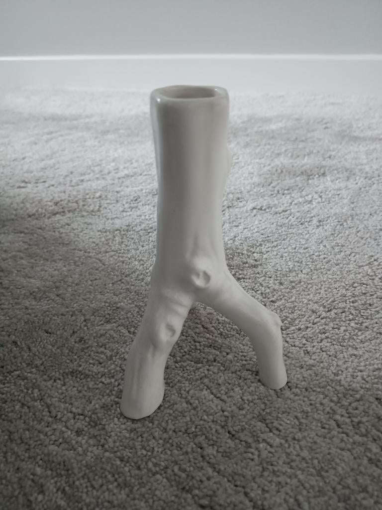 Witte kaarshouder in boomstam/tak design, Overige materialen, Wit, Ophalen of Verzenden, Zo goed als nieuw