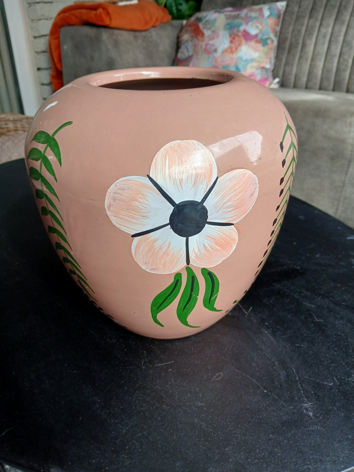 Roze bloempot met bloemmotief - Intratuin, Ophalen of Verzenden