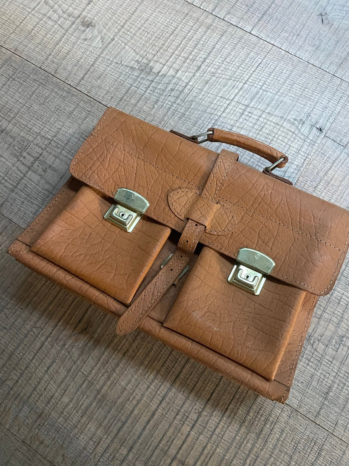 Vintage Leren Boekentas / Aktetas - Bruin, Overige merken, Gebruikt, Bruin, Ophalen of Verzenden