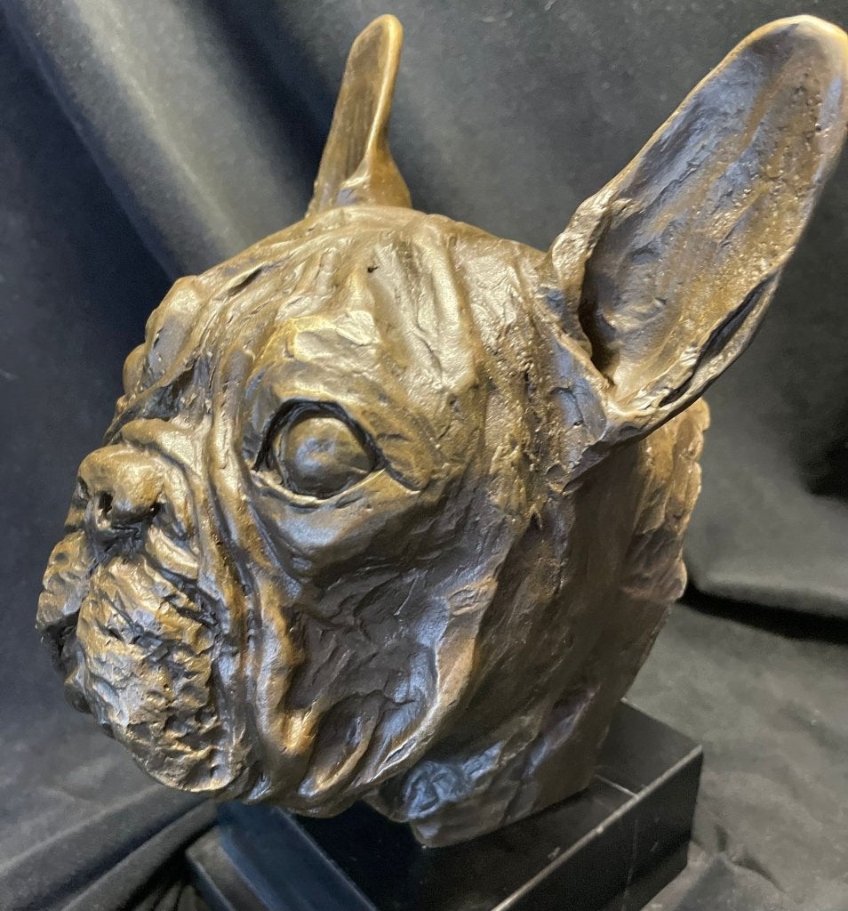 Bulldog , kop , brons, Ophalen of Verzenden, Handgemaakt, Brons, Beeld