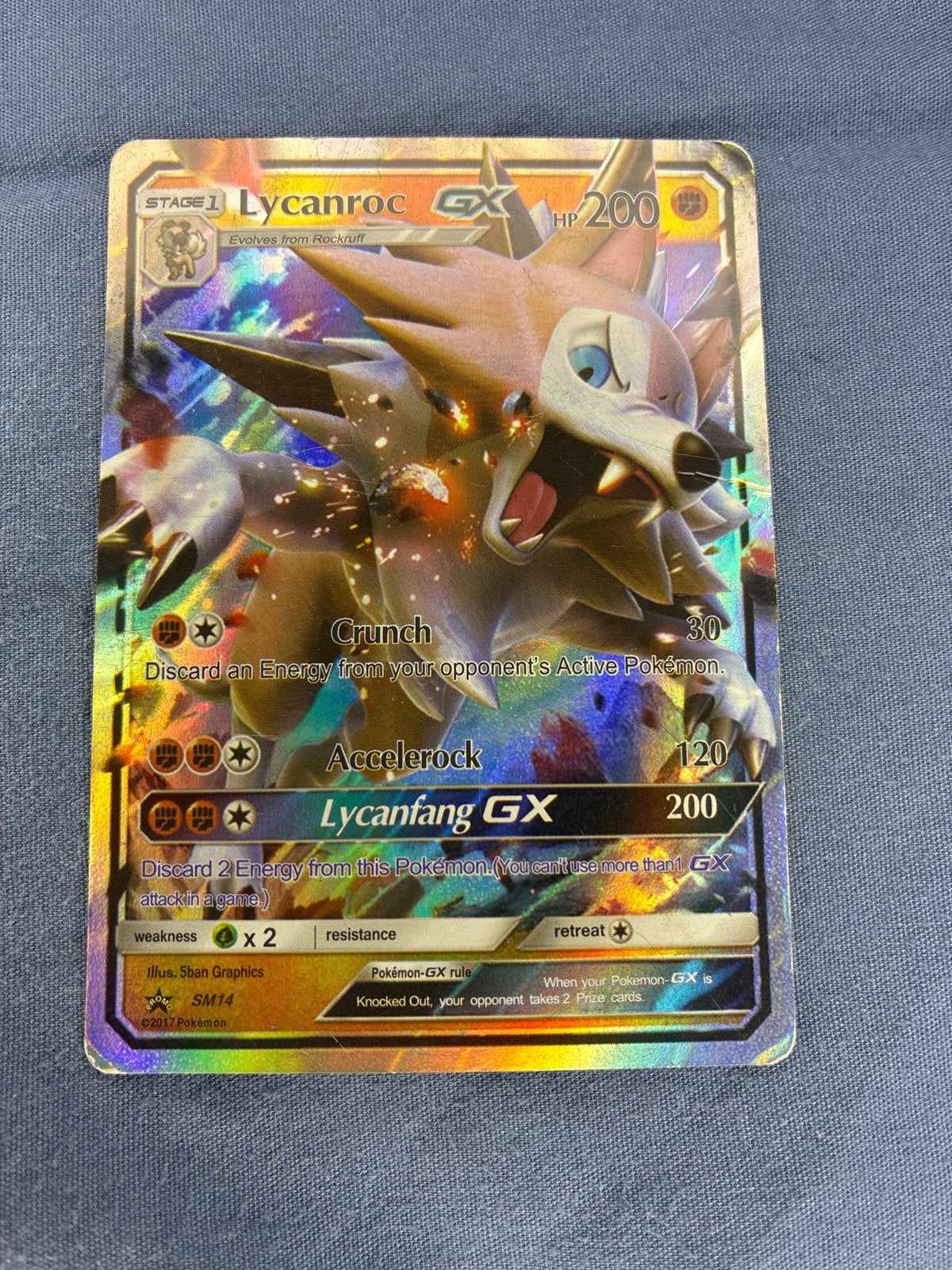 Pokémon Lycanroc GX SM14 Full Art Kaart, Ophalen of Verzenden, Gebruikt, Losse kaart, Foil