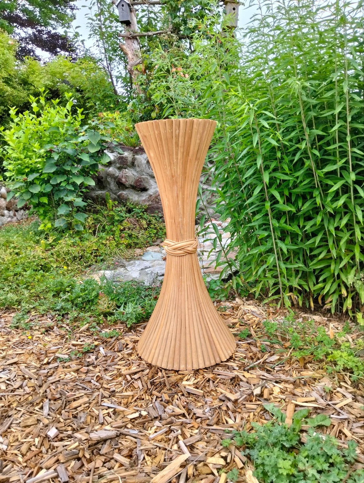 Rotan planten/bijzettafel, McGuire stijl, Ophalen