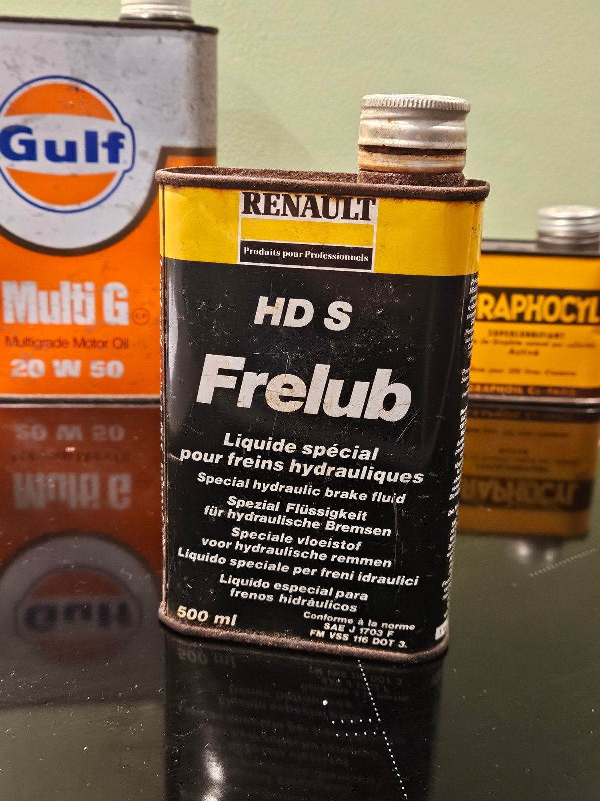 Renault olieblik Frelub  500ml garageblik, Verzamelen, Ophalen of Verzenden, Gebruikt, Overige