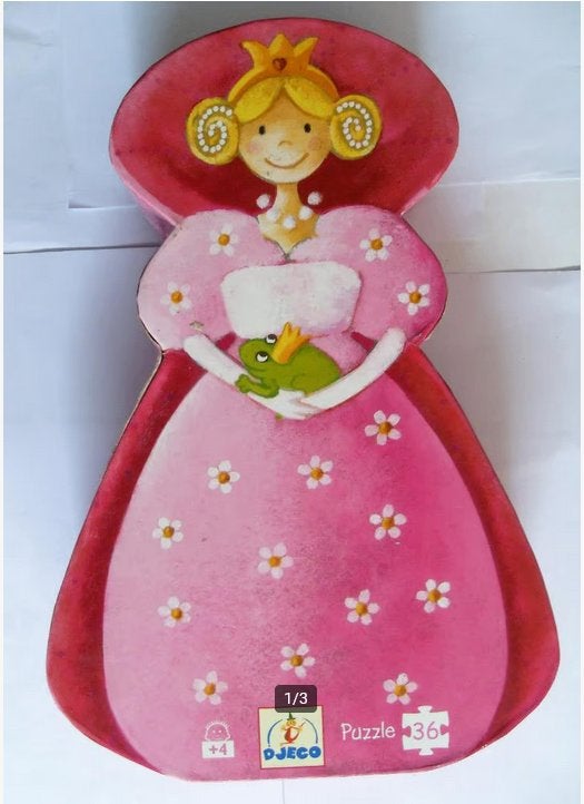 Djeco Puzzel - Prinses en de kikker / kinder puzzle, Ophalen of Verzenden, 10 tot 50 stukjes, Zo goed als nieuw, 2 tot 4 jaar