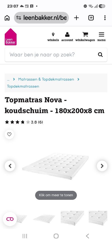 Nieuw topmatras, Huis en Inrichting, Ophalen, Matras, 180 cm, 200 cm