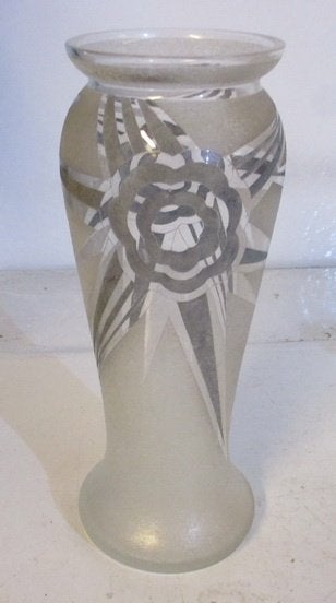 originele acid etched art deco geometrische vaas Nancea, Ophalen of Verzenden