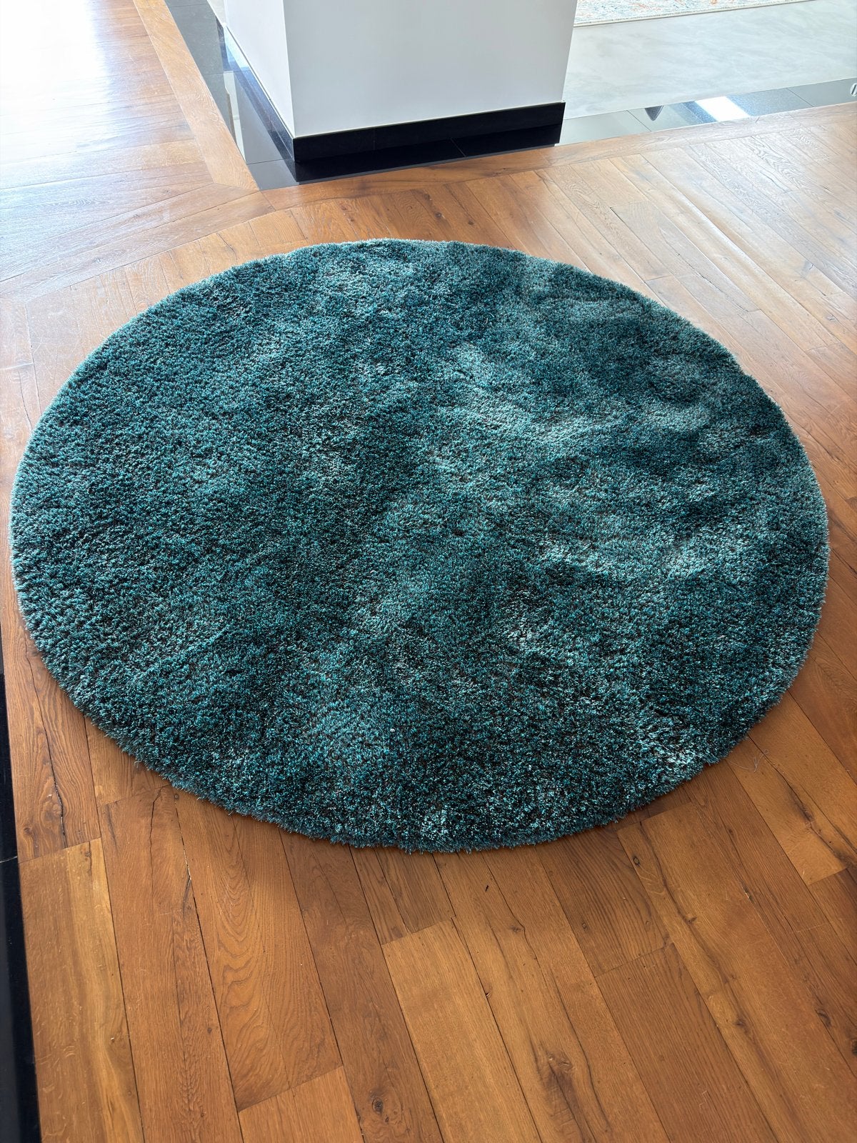 Rond hoogpolig vloerkleed 200 cm | Petrol Blauw, Ophalen, Blauw, Rond, 200 cm of meer
