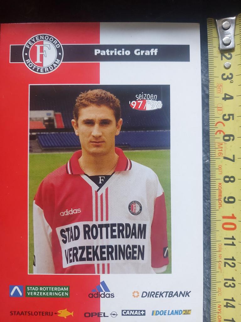 Patricio Graff Feyenoord Spelerskaart Seizoen '97/'98, Ophalen of Verzenden