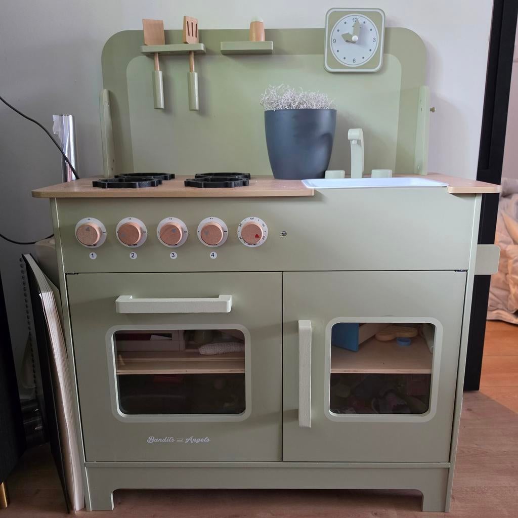 Complete groene speelkeuken  Bandits and Angels, Ophalen, Gebruikt, Hout, Speelkeuken