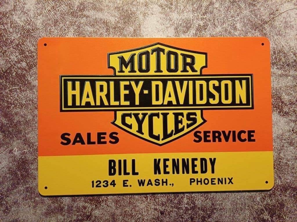 Reclamebord Harley-Davidson Bill Kennedy, Verzamelen, Ophalen of Verzenden, Nieuw, Motoren