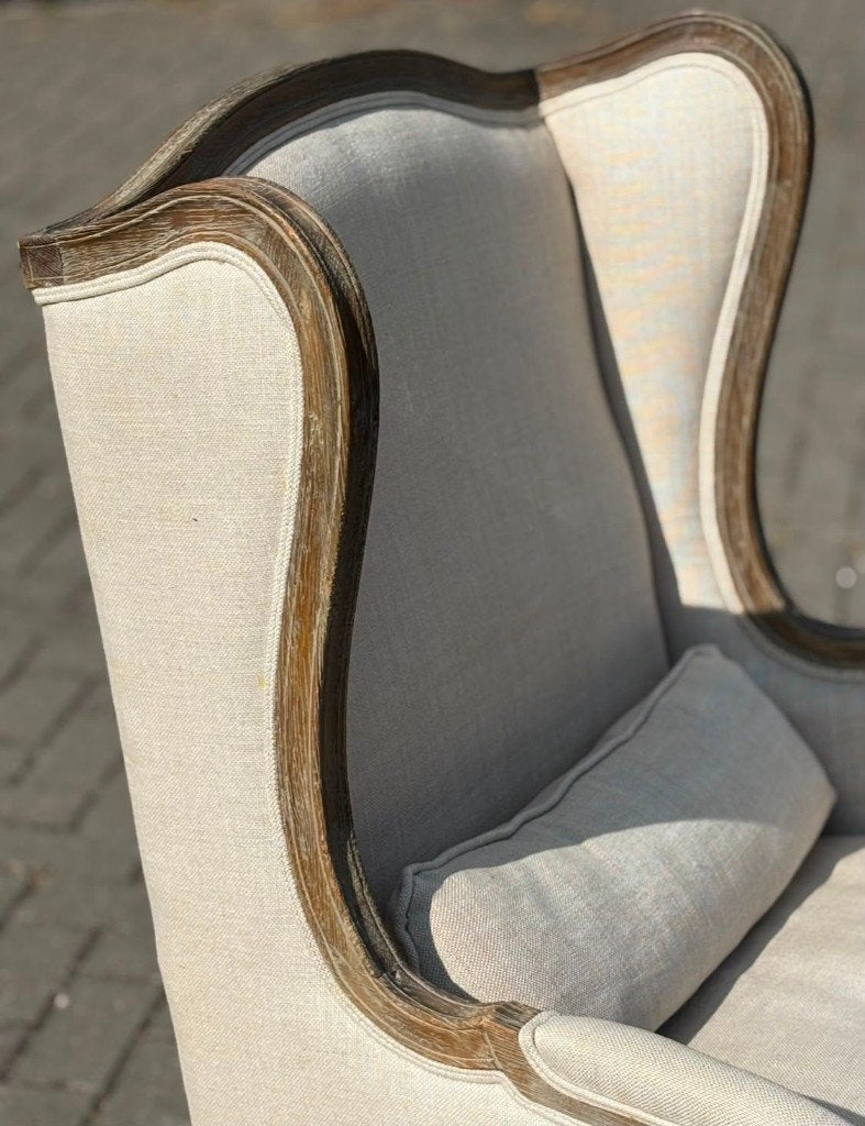 Franse klassieke fauteuil met hocker, Ophalen, Gebruikt, 75 tot 100 cm, 75 tot 100 cm