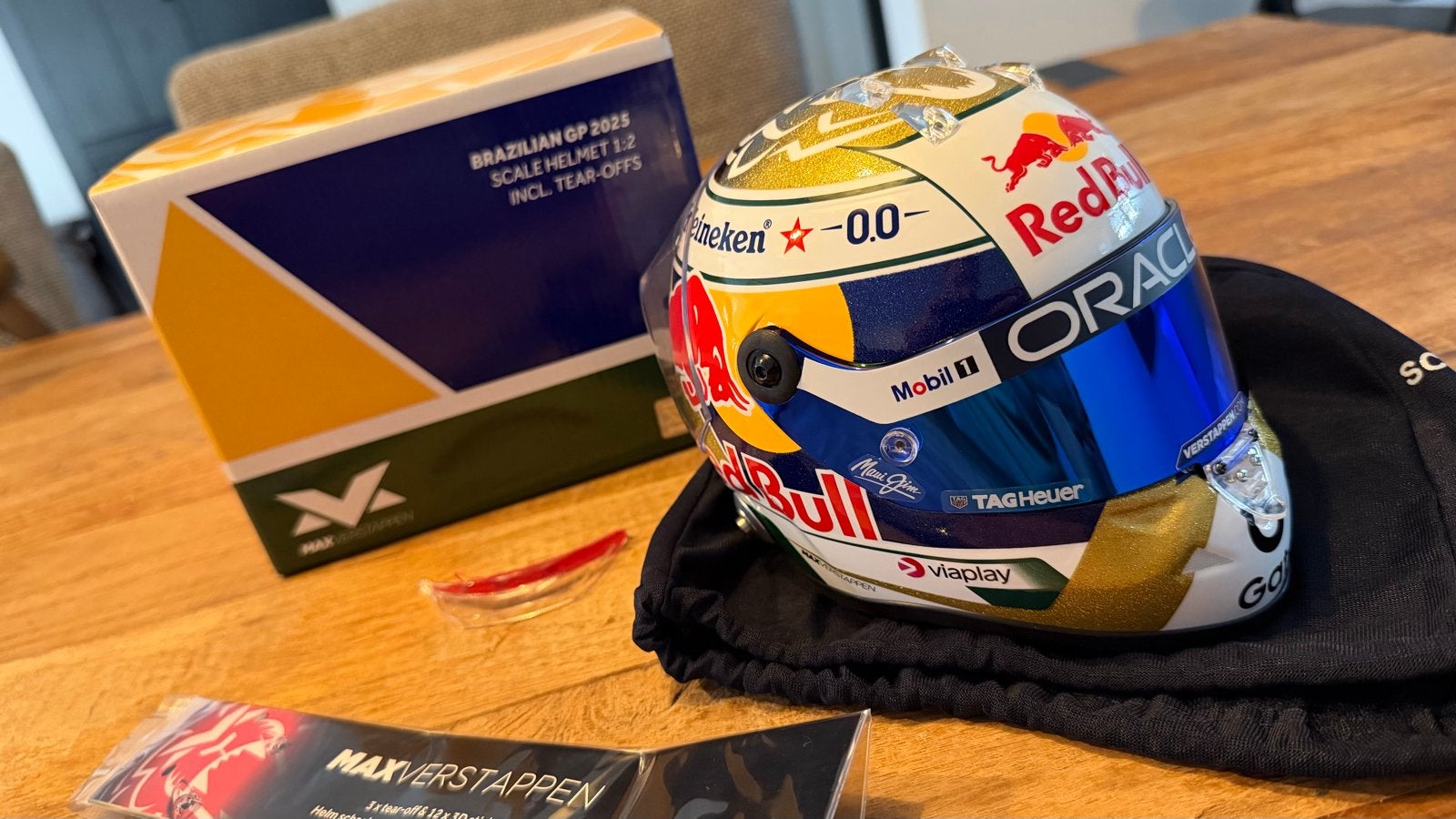 Max Verstappen Helm 1:2 - Brazilian GP 2025 (Nieuw in doos), Verzamelen, Automerken, Motoren en Formule 1, Ophalen of Verzenden