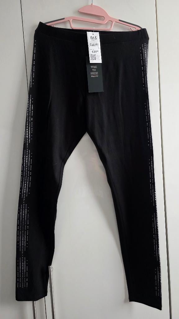 MS Mode🦚Legging Met Strass Splinternieuw🦚Mt L/44, Kleding | Dames, Broeken en Pantalons, Ophalen, Zwart, Maat 42/44 (L), Nieuw
